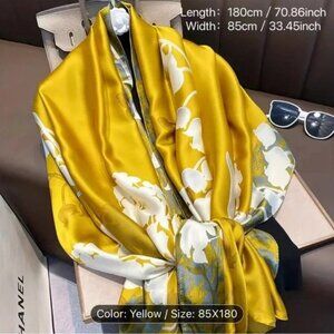 Gorgeous Yellow Scarf Large plant printed scarf New
